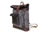 Trenton Leather Canvas Travel Backpack - Anchor Grey