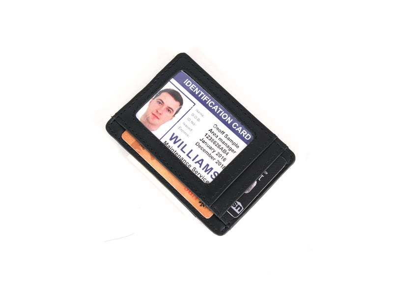 Peoria Leather RFID Blocking Minimalist Wallets - Raven Black