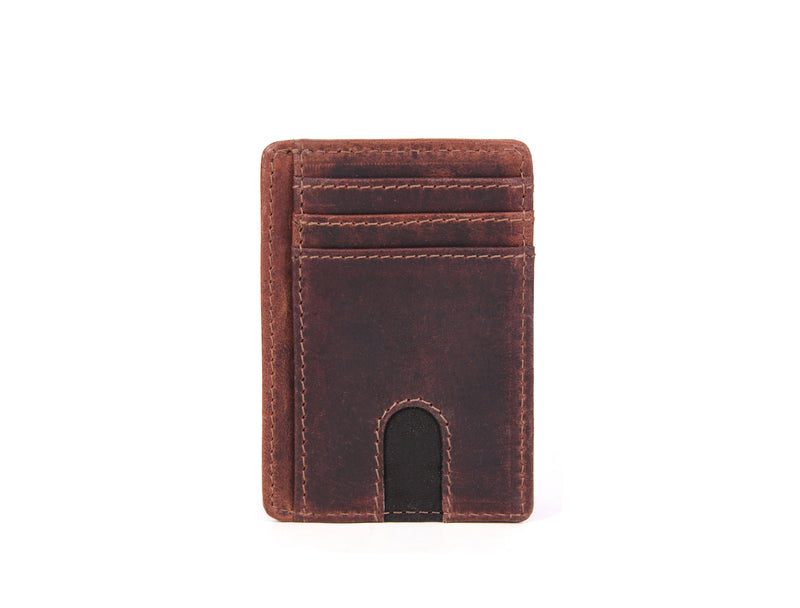 Tacoma Leather RFID Blocking Minimalist Wallets - Walnut Brown