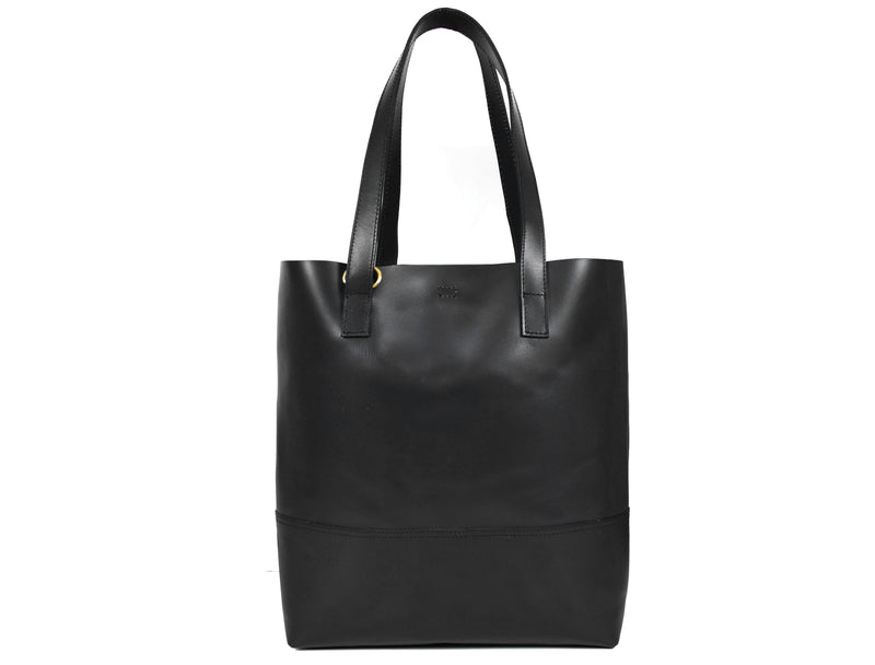 Leather Tall Tote HandBag - Stressed Brown