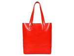 Leather Tall Tote - Red