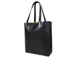 Leather Tall Tote HandBag - Stressed Brown