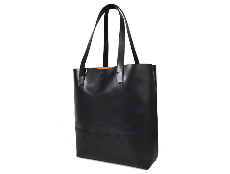Leather Tall Tote HandBag - Stressed Brown