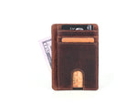 Tacoma Leather RFID Blocking Minimalist Wallets - Walnut Brown