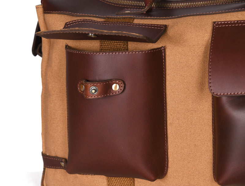 Salinas Leather Canvas Travel Bag - Camel