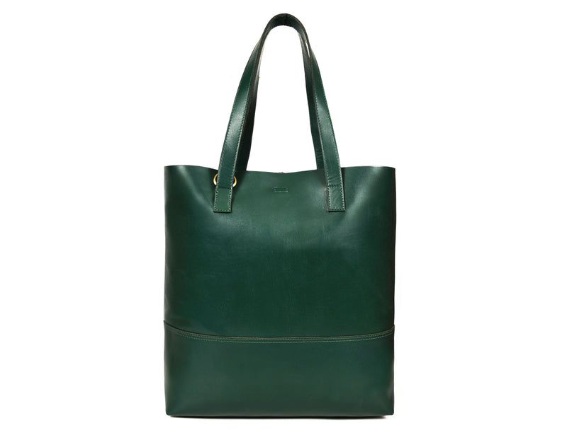 Leather Tall Tote HandBag - Stressed Brown
