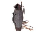 Trenton Leather Canvas Travel Backpack - Anchor Grey