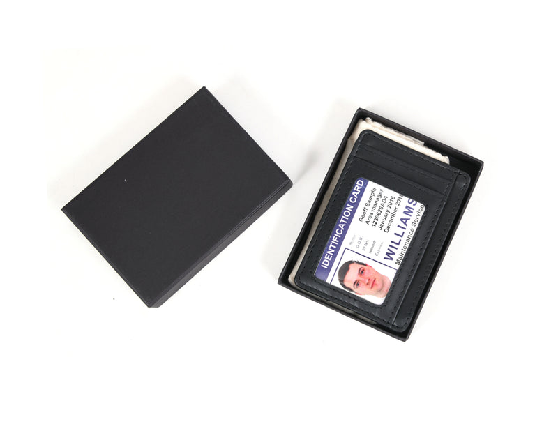 Peoria Leather RFID Blocking Minimalist Wallets - Raven Black