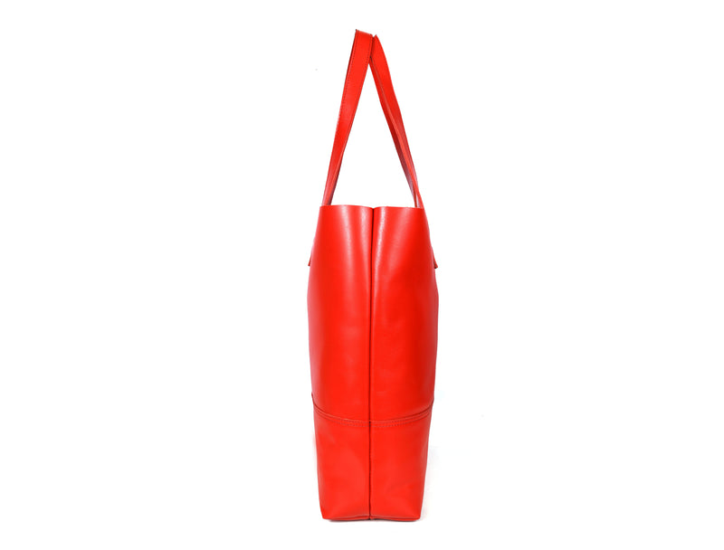 Leather Tall Tote HandBag - Stressed Brown