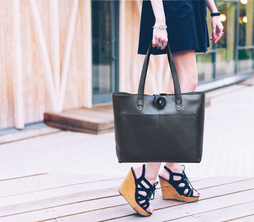 Leather Willow Tote - Black