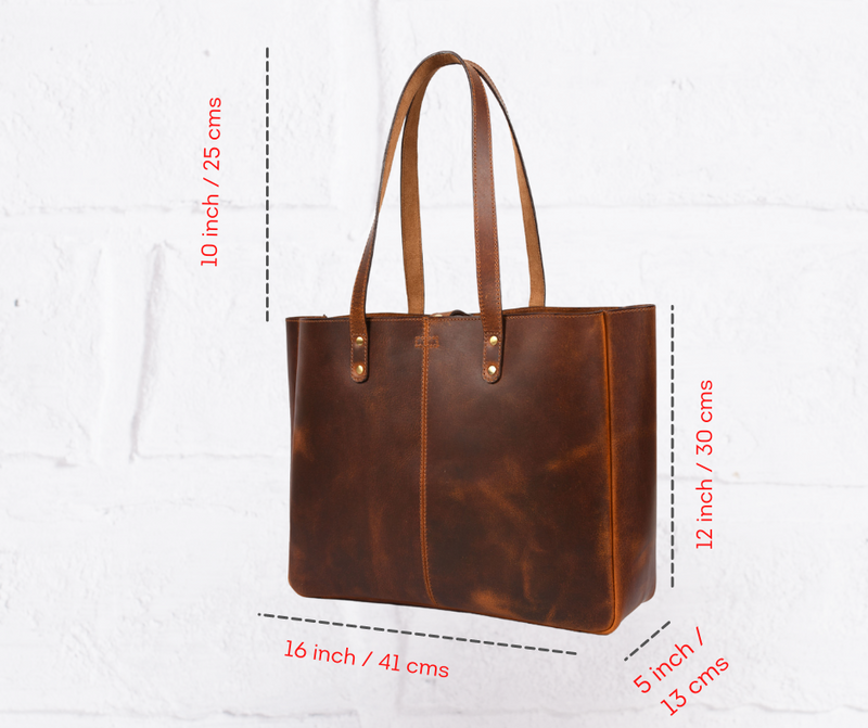 Kingston Leather Tote Bag  - Stressed Light Brown Caramel