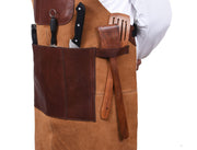 Genuine Leather Suede Apron -  Saddle Brown