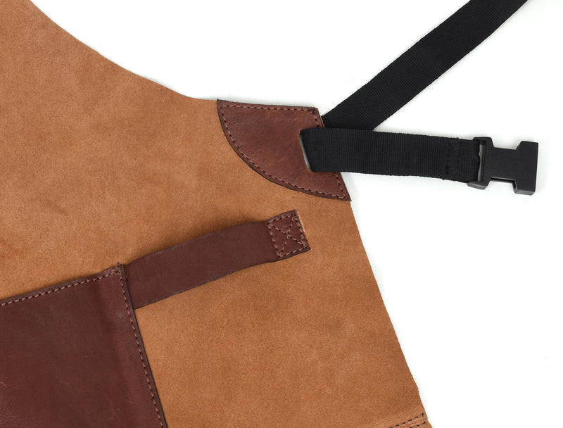 Florence Leather Suede Apron -  Saddle Brown