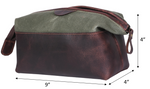 Killeen Leather & WaxCan Toiletry Bag -  Fossil Green