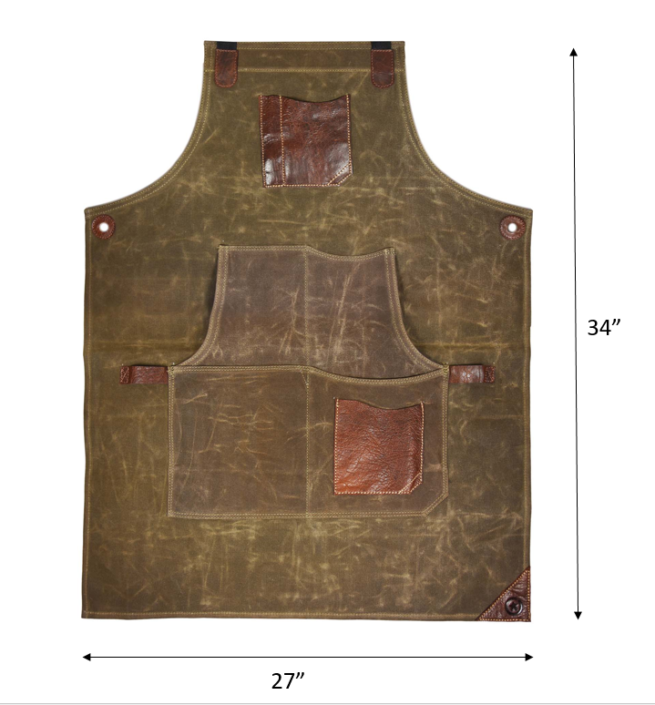 Leather Canvas Apron - Seaweed Green