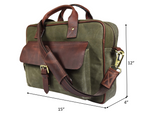 Leather 15" Canvas Briefcase Bag Seaweed Green (PB-154)
