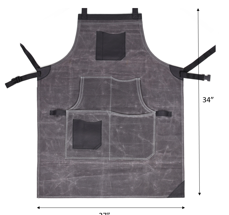 Arucas Leather Canvas Apron - Stress Grey
