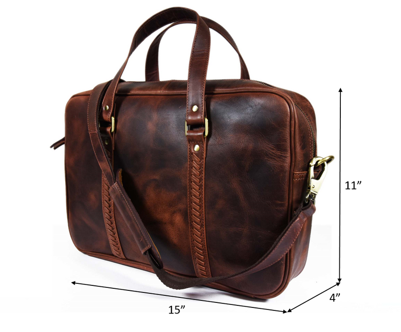Fairfield Leather Briefcase - Walnut Brown