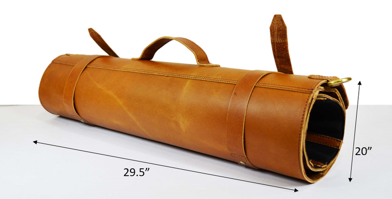 Stockton Leather Chef Knife Roll Case 10 Slot - Tawny Brown