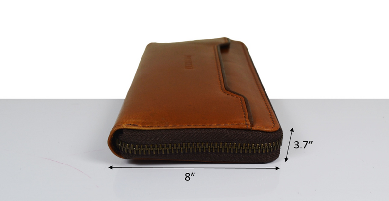 Kenora Leather Clutch Bag - Pecan Brown