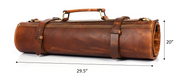 Aurora Leather Knife Roll 10 Slot - Stress Brown