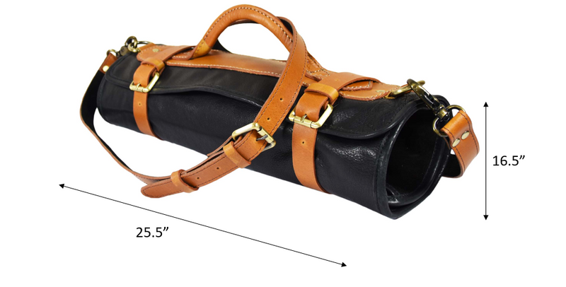 Peoria Leather Knife Roll 8 Slot - Raven Black