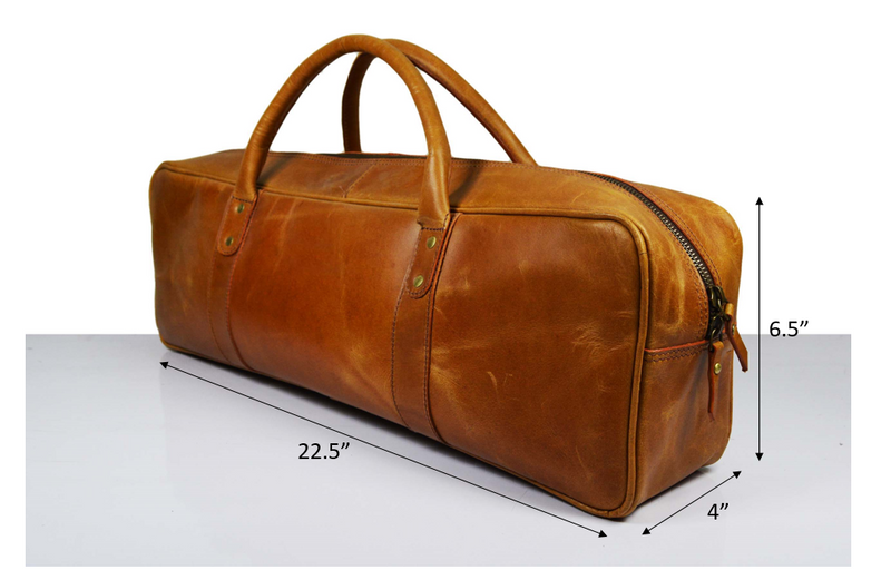 Chandler Leather Knife Roll Bag - Caramel Brown