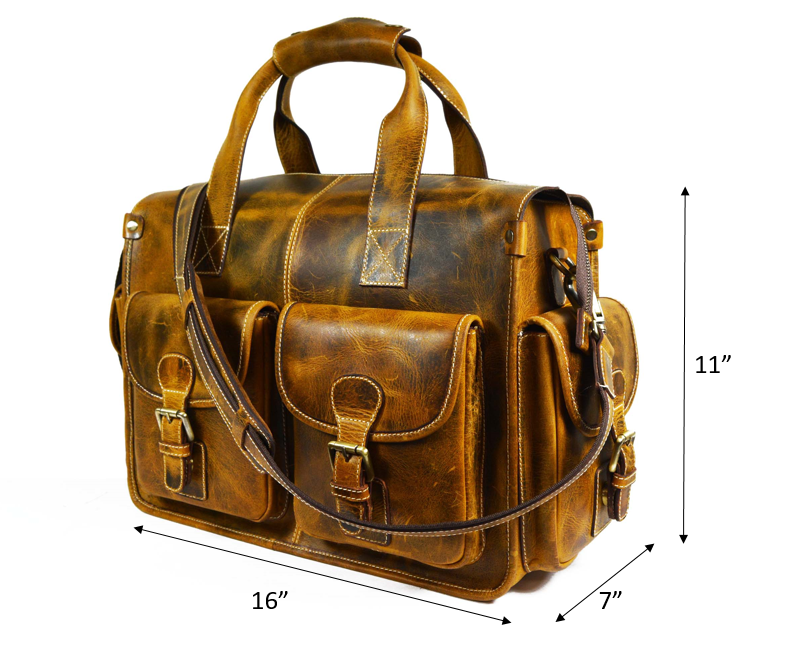 Antioch Leather Portfolio Bag - Caramel Brown