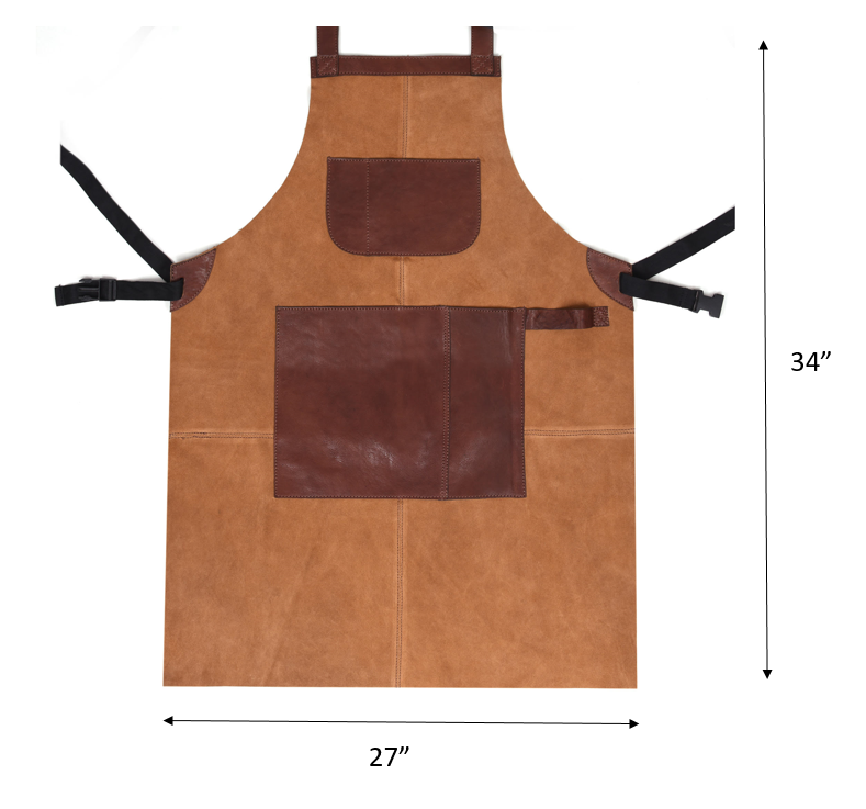Florence Leather Suede Apron -  Saddle Brown