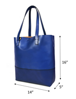 Leather Tall Tote - Persian Blue