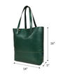 Leather Tall Tote Handbag - Emerald Green