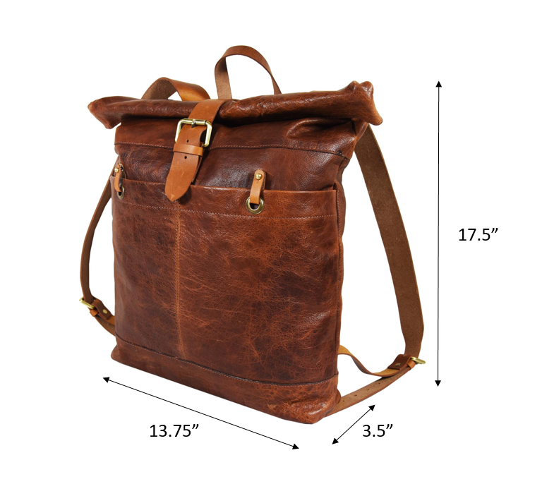 Leather Travel Backpack - Walnut Brown