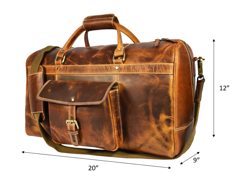 Dawson Leather Travel Bag - Walnut Brown.
