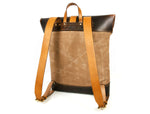 Stratford Leather Canvas Travel Backpack - Stressed Brown