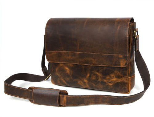 Leather Messenger Bag Stressed Light -  Brown