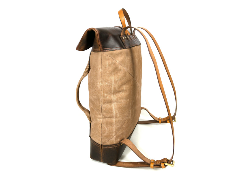 Stratford Leather Canvas Travel Backpack - Stressed Brown