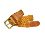 Tolredo Leather Woven Braid Belts for Men - Caramel
