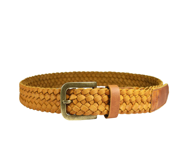 Tolredo Leather Woven Braid Belts for Men - Caramel