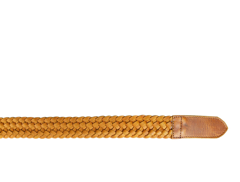 Tolredo Leather Woven Braid Belts for Men - Caramel