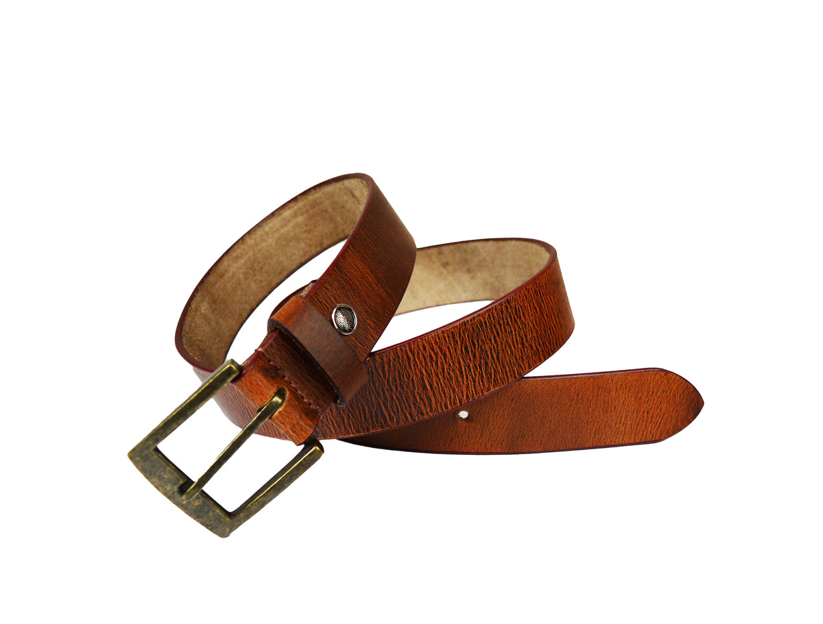 Tolredo Men's Genuine Leather Dress Belts  - Caramel Brown