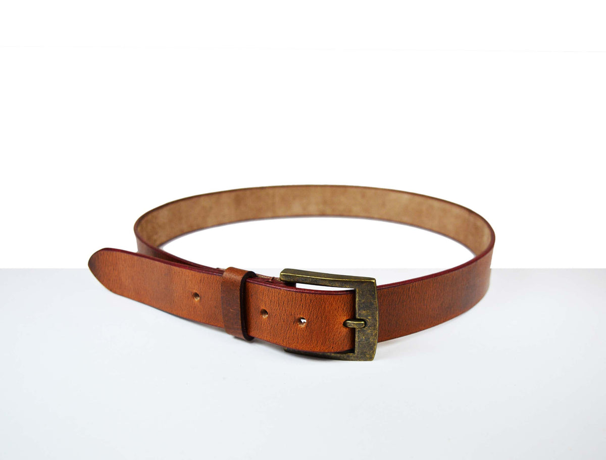Tolredo Men's Genuine Leather Dress Belts  - Caramel Brown