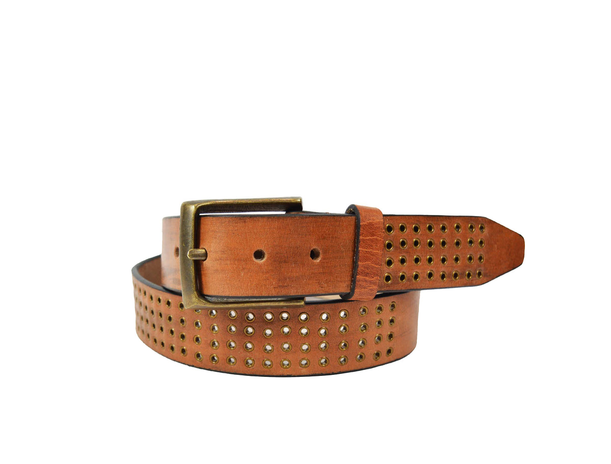 Tolredo Men's Genuine Leather Fashion Belts  - Caramel Brown