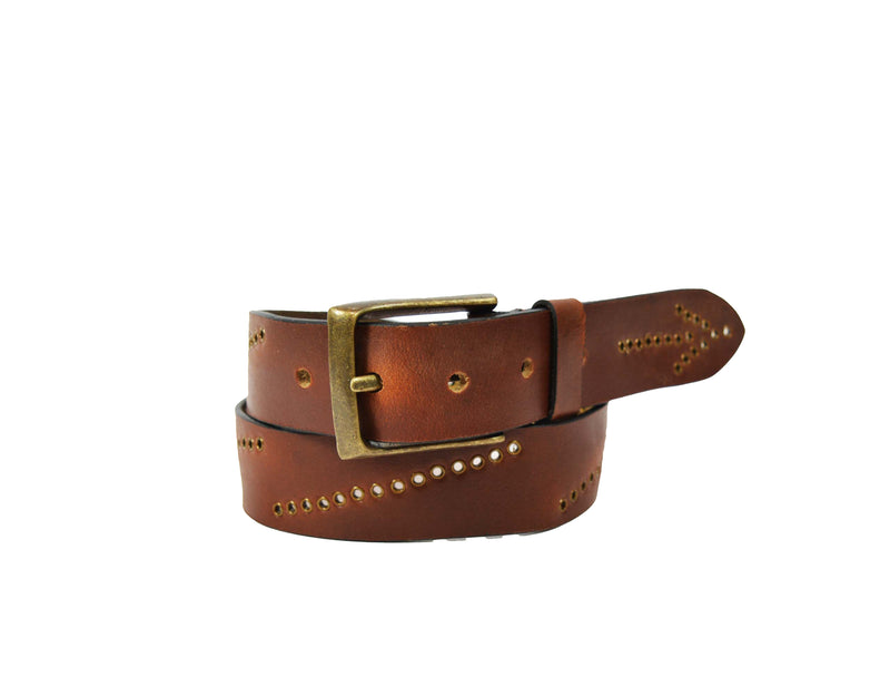 Tolredo Men's Genuine Leather Fashion Belts  - Walnut Brown