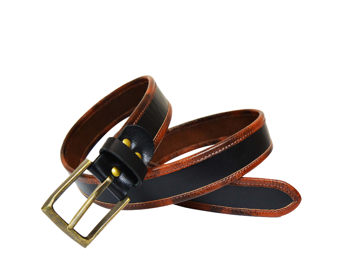 Tolredo Men's Genuine Leather  Fashion Belts -Raven Black