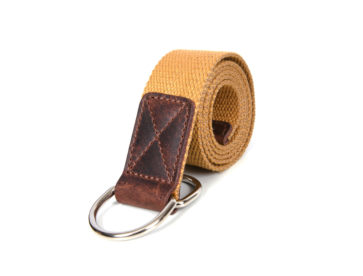 Tolredo Leather Canvas Webbing Belts for Men - Caramel