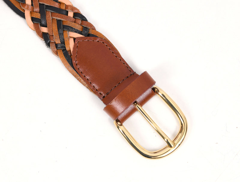 Tolredo Leather WOVEN BRAID  Belts for Men - Caramel
