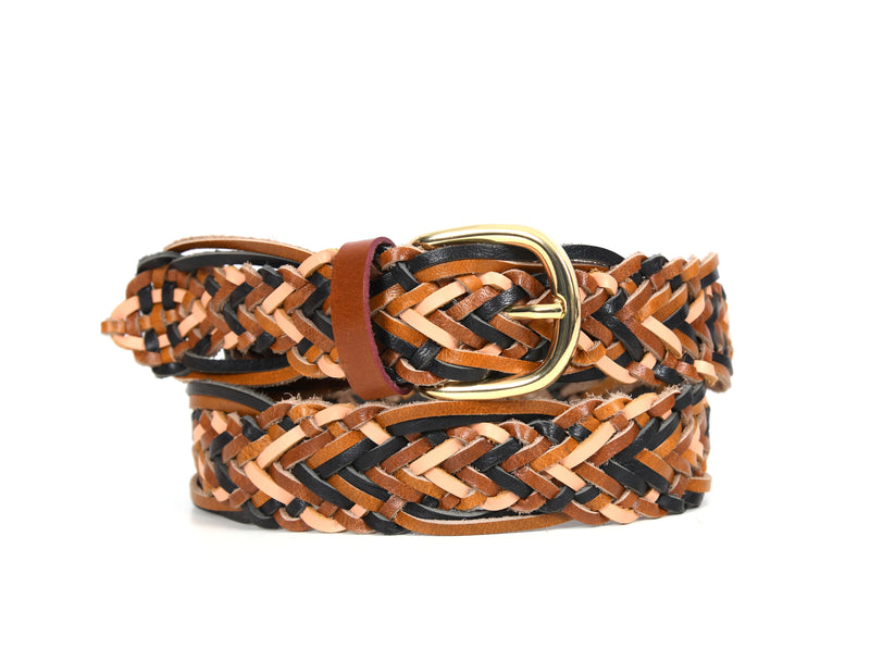 Tolredo Leather WOVEN BRAID  Belts for Men - Caramel