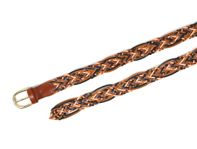 Tolredo Leather WOVEN BRAID  Belts for Men - Caramel