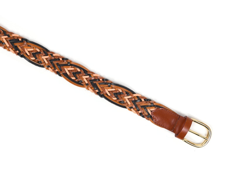 Tolredo Leather WOVEN BRAID  Belts for Men - Caramel