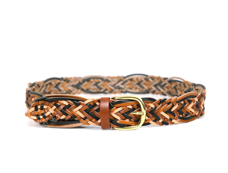Tolredo Leather WOVEN BRAID  Belts for Men - Caramel